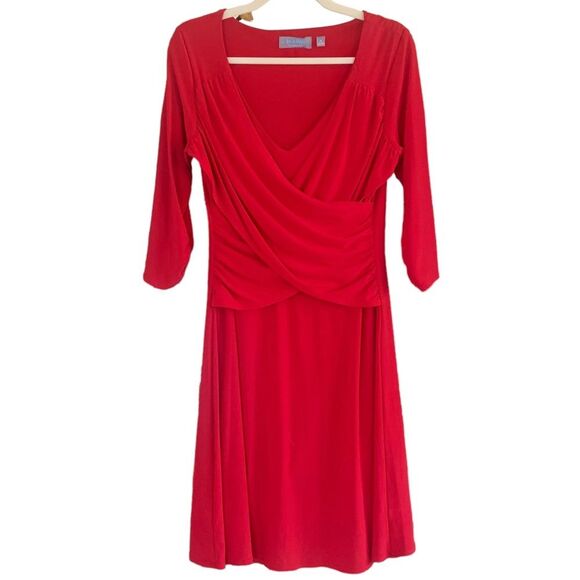 B-Slim by NY Collection Cross-Front Fit & Flare Dress - Picture 2 of 8